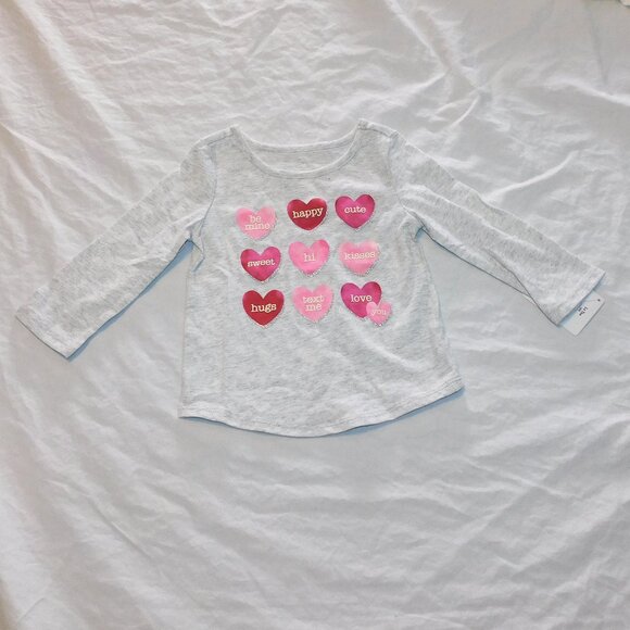 Baby Girl First Valentines Day Long Sleeve Shirt 12 Months Candy Hearts NEW - Picture 1 of 2